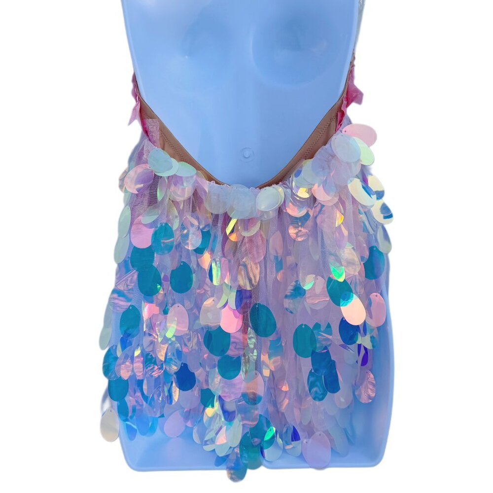 Iridescent Orange Dragon Scale Monokini Bodysuit Dress Dance Festival Costume - Picture 3 of 6